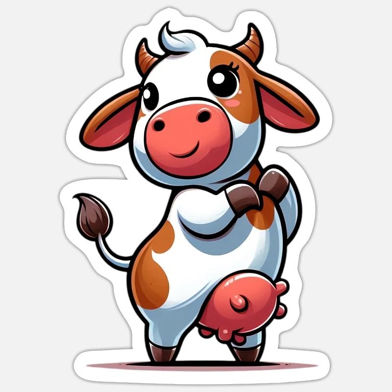 Vache - Sticker taille S (10 x 10 cm) - blanc mat