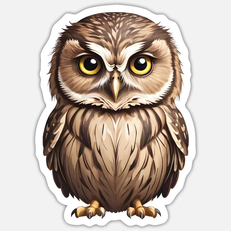 Junge braune Eule Sticker Größe S (10 x 10 cm)
