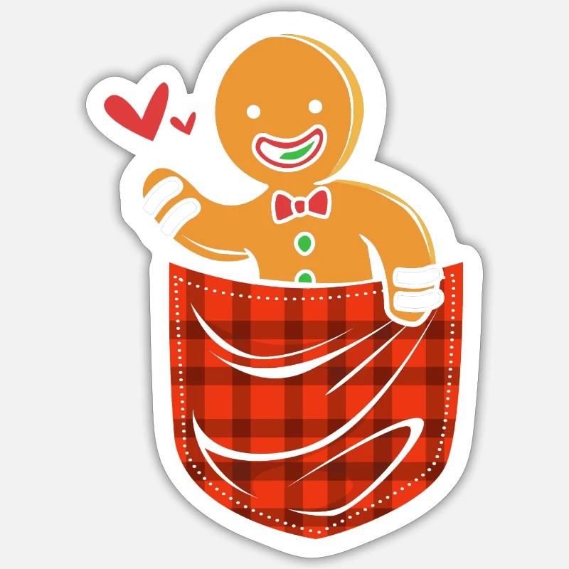 Gingerbread Man Gingerbread Heart Gingerbread Snacking - Sticker size S (10 x 10 cm) - white matte
