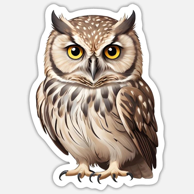 Junge braune Eule Sticker Größe S (10 x 10 cm)