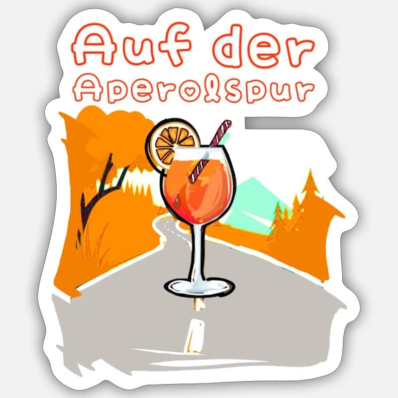 Paysage, Cocktail, aperolspur, spritz - Sticker taille S (10 x 10 cm) - blanc mat
