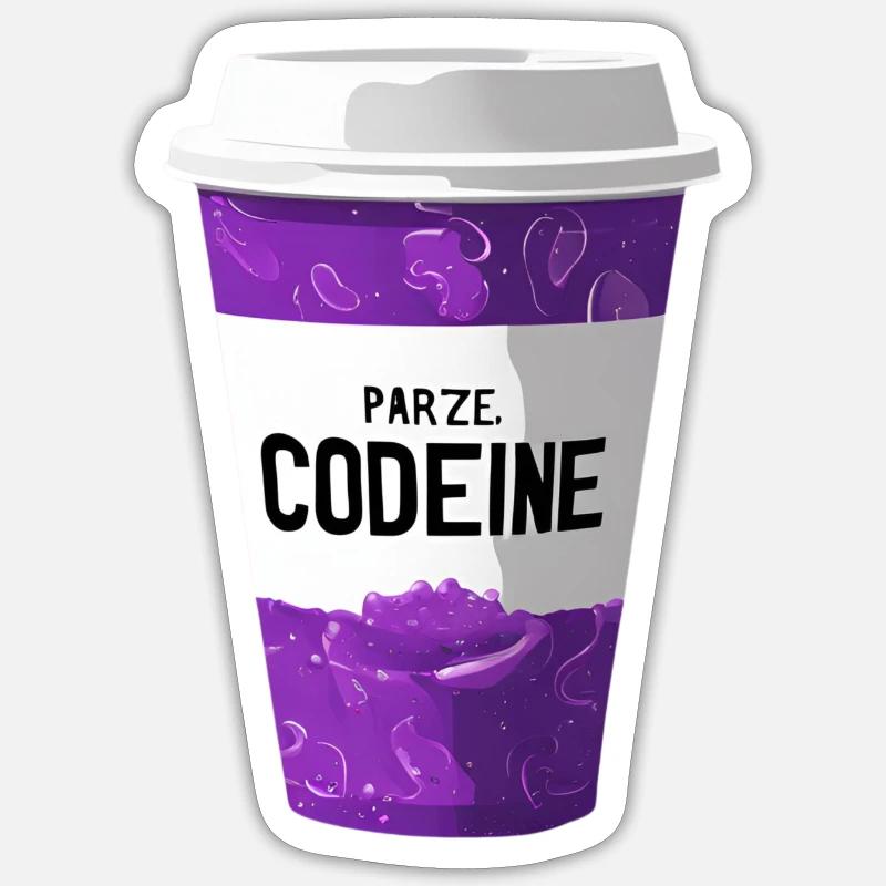 Codeine – Stylischer Becher in Lila-Optik - Sticker Größe S (10 x 10 cm) - Mattweiß
