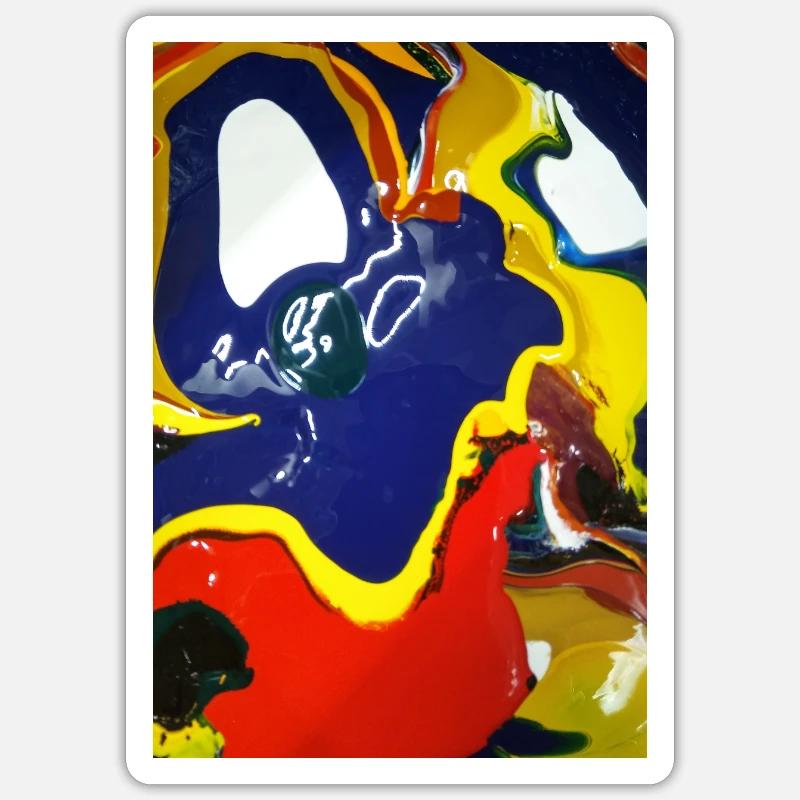 peinture verticale couleur - Sticker taille S (10 x 10 cm) - blanc mat