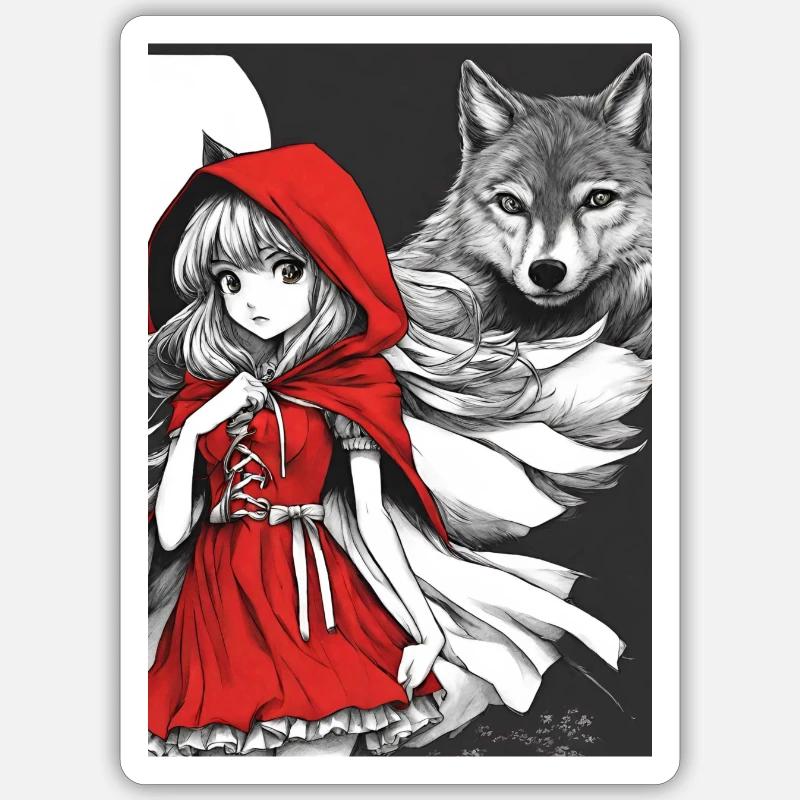 Chaperon rouge - Sticker taille S (10 x 10 cm) - blanc mat