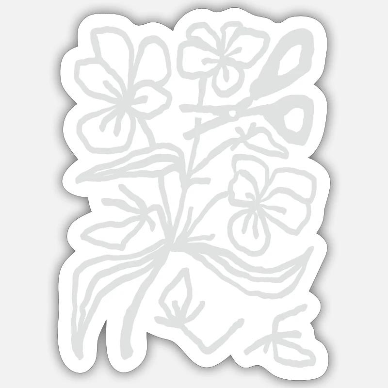 Blume Schere Schnitt - Sticker Größe S (10 x 10 cm) - Mattweiß