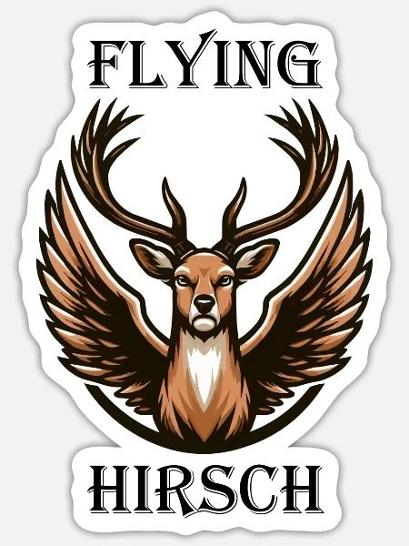 Flying Hirsch - Sticker Größe S (10 x 10 cm) - Mattweiß