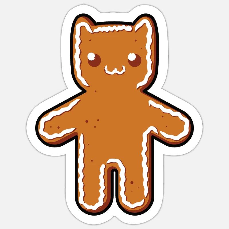Lebkuchen-Katze - Sticker Größe S (10 x 10 cm) - Mattweiß