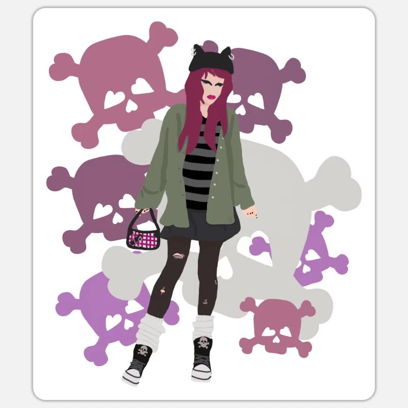 Emo Mädchen Sticker Größe S (10 x 10 cm)