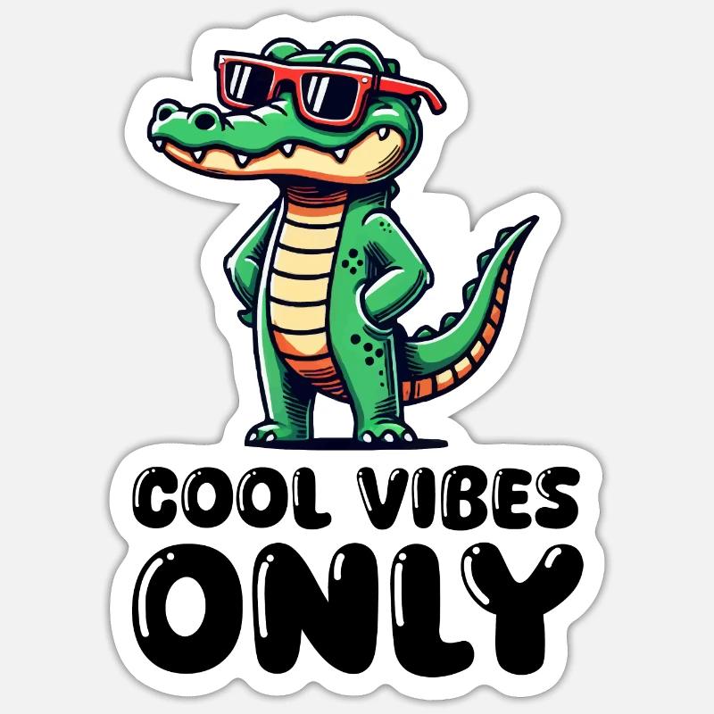 Crocodile Cool - Sticker taille S (10 x 10 cm) - blanc mat