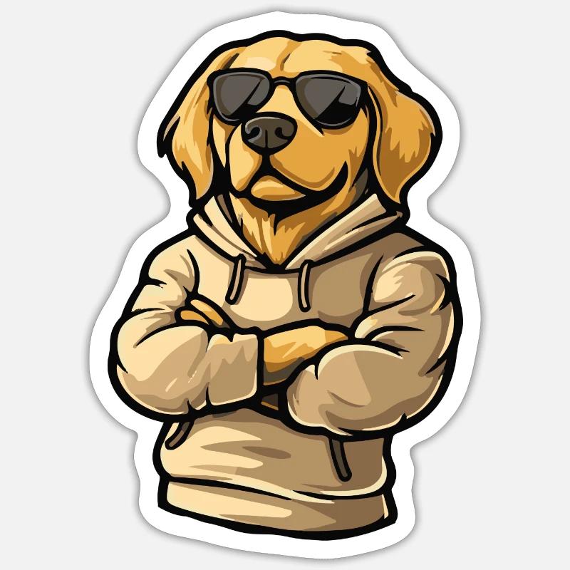 bande dessinée de chien beagle - Sticker taille S (10 x 10 cm) - blanc mat