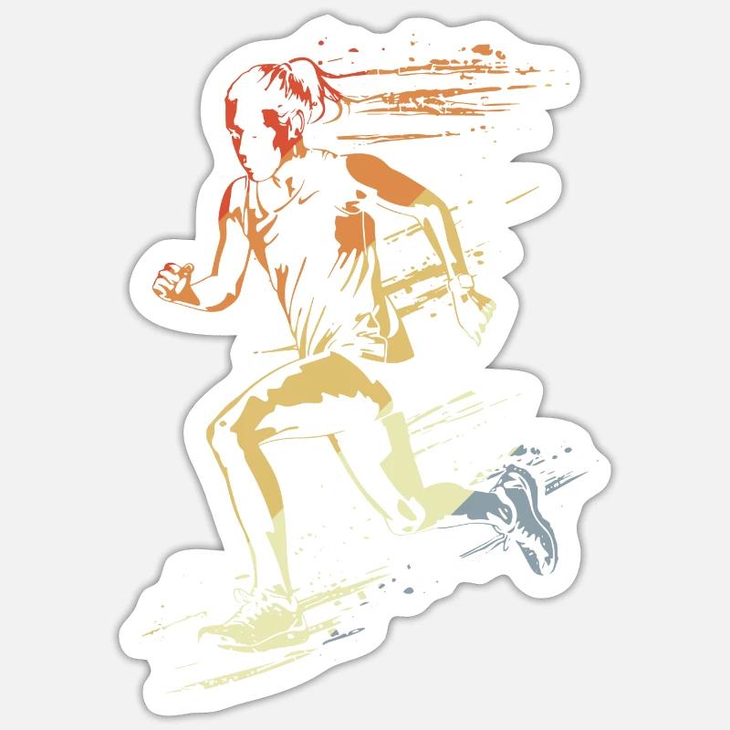 Coureuse style rétro - Sticker taille S (10 x 10 cm) - blanc mat
