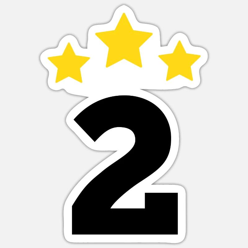 2 ans étoile - cadeau de 2 e anniversaire - Sticker taille S (10 x 10 cm) - blanc mat