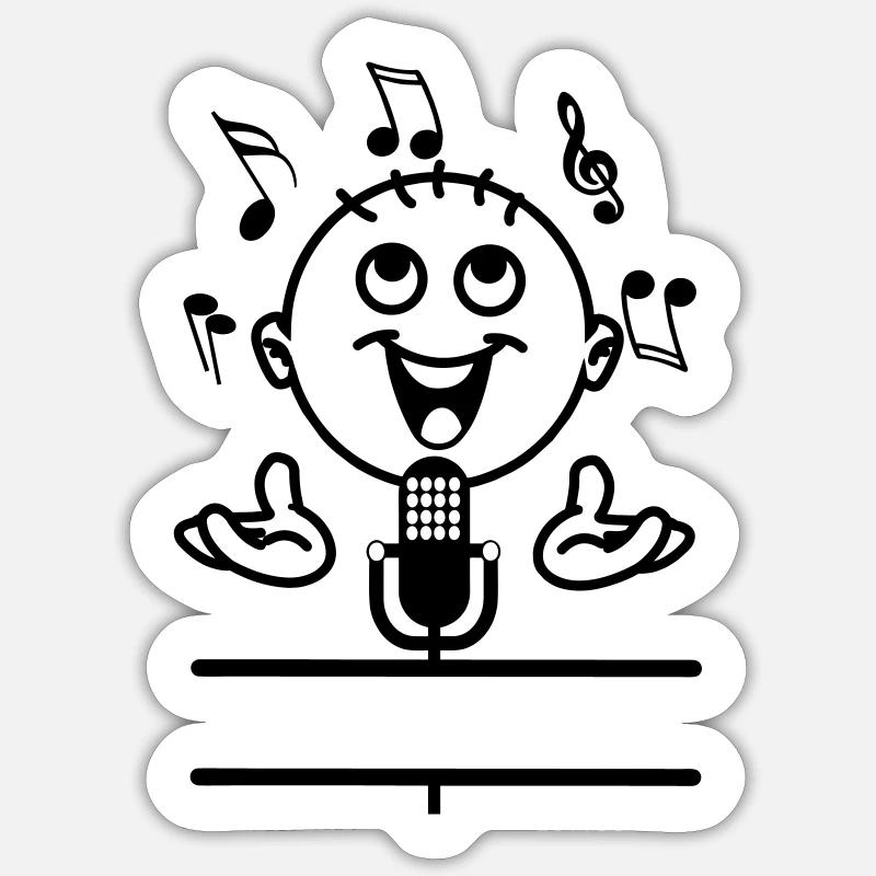 Chanteur avec bannière micro - Sticker taille S (10 x 10 cm) - blanc mat