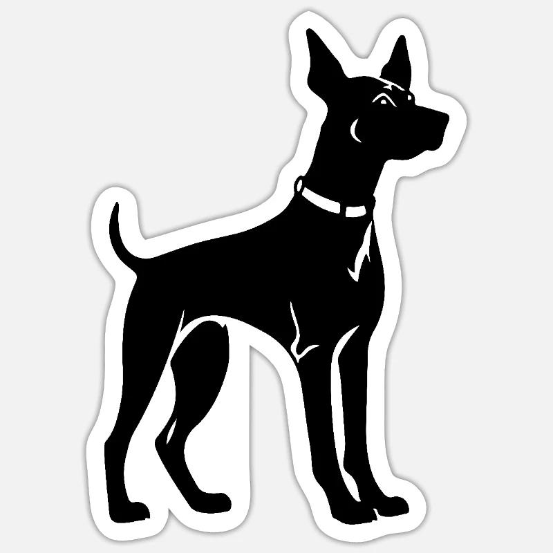 Chien Doberman - Sticker taille S (10 x 10 cm) - blanc mat