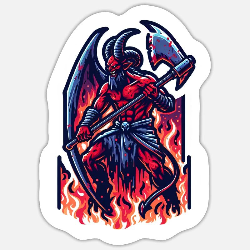 Feuerdämon - Sticker Größe S (10 x 10 cm) - Mattweiß