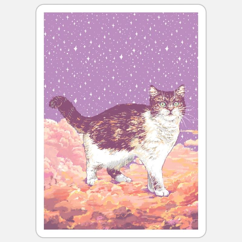 CLOUD CAT - Sticker size S (10 x 10 cm) - white matte