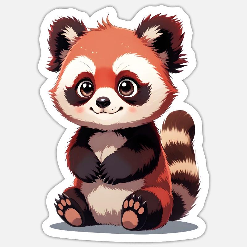 Bébé panda roux - Sticker taille S (10 x 10 cm) - blanc mat