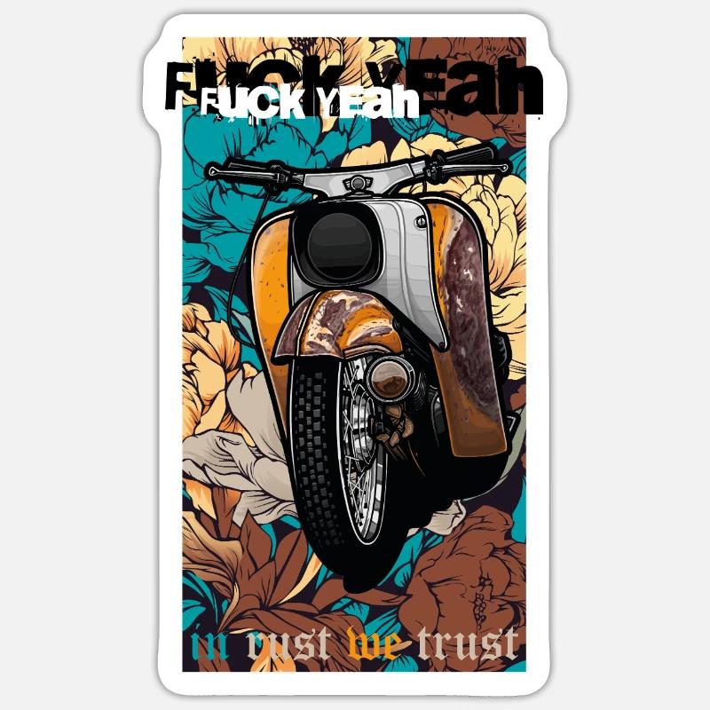 Schwalbe Tuning (yellow / rust) // Illustration - Sticker size S (10 x 10 cm) - white matte