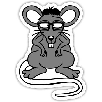 Maus Nerd Geek Hornbrille Schlau Intelligent Freak - Sticker Größe S (10 x 10 cm) - Mattweiß - Vorne