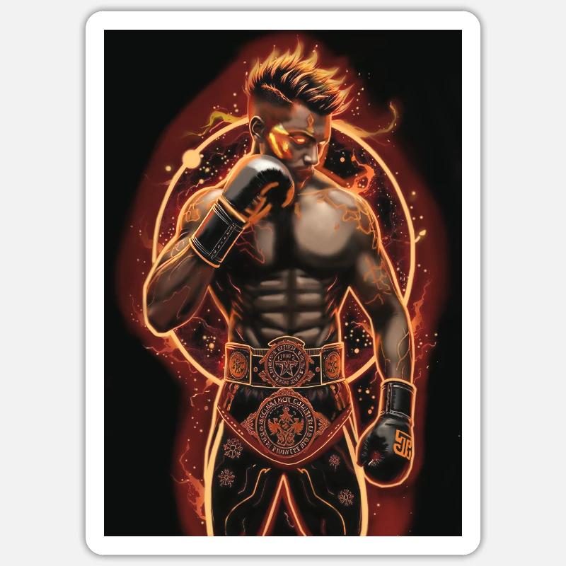 Flammender Boxer Sticker Größe S (10 x 10 cm)