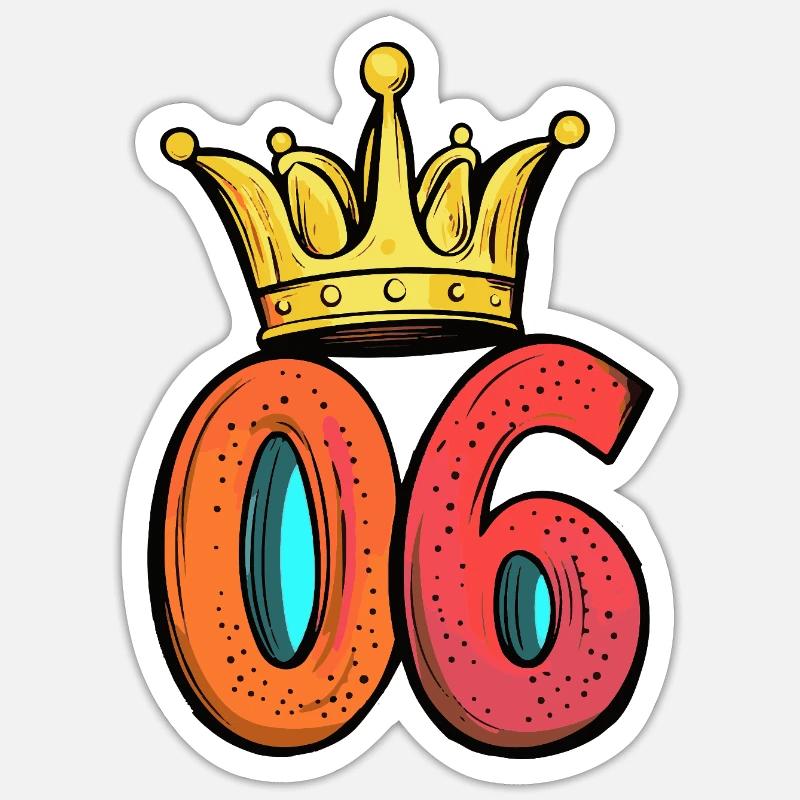 Couronne à 6 chiffres - Sticker taille S (10 x 10 cm) - blanc mat