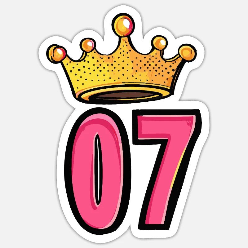 Couronne à 7 chiffres - Sticker taille S (10 x 10 cm) - blanc mat