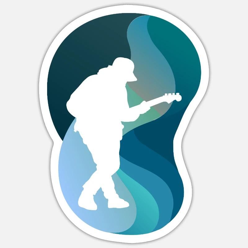 Guitariste : Hardrock Shouter - Sticker taille S (10 x 10 cm) - blanc mat