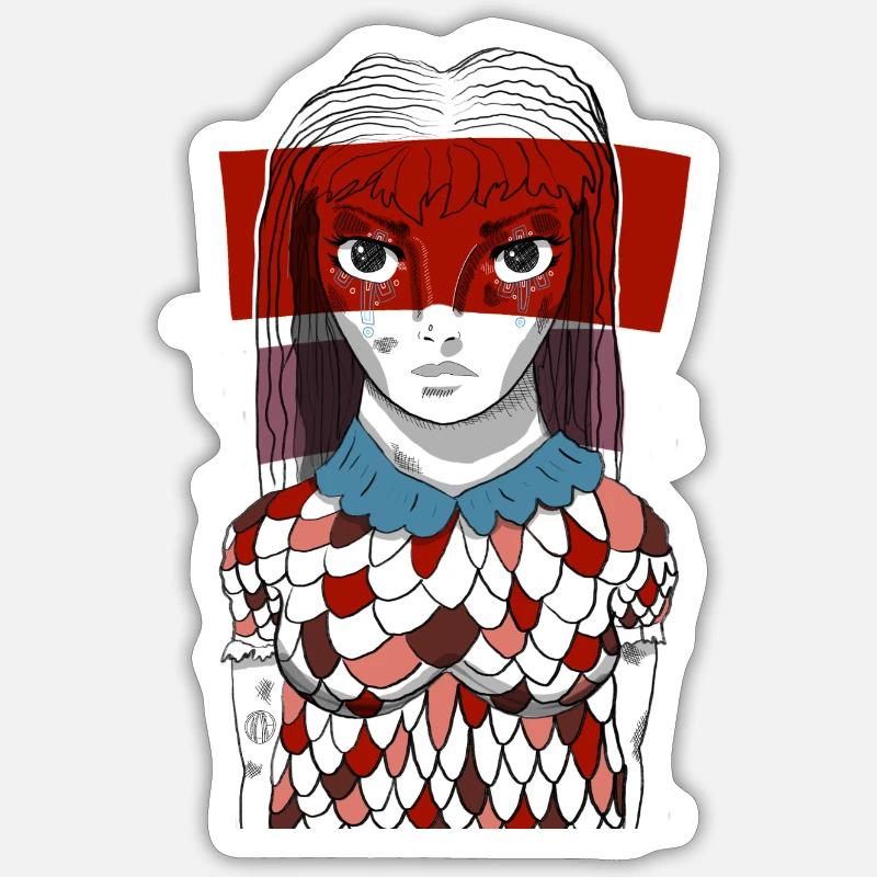 Fille Anime #5 - Sticker taille S (10 x 10 cm) - blanc mat