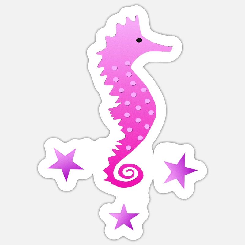 rosa Seepferdchen Wasserratte Schwimmabzeichen Sticker Größe S (10 x 10 cm)