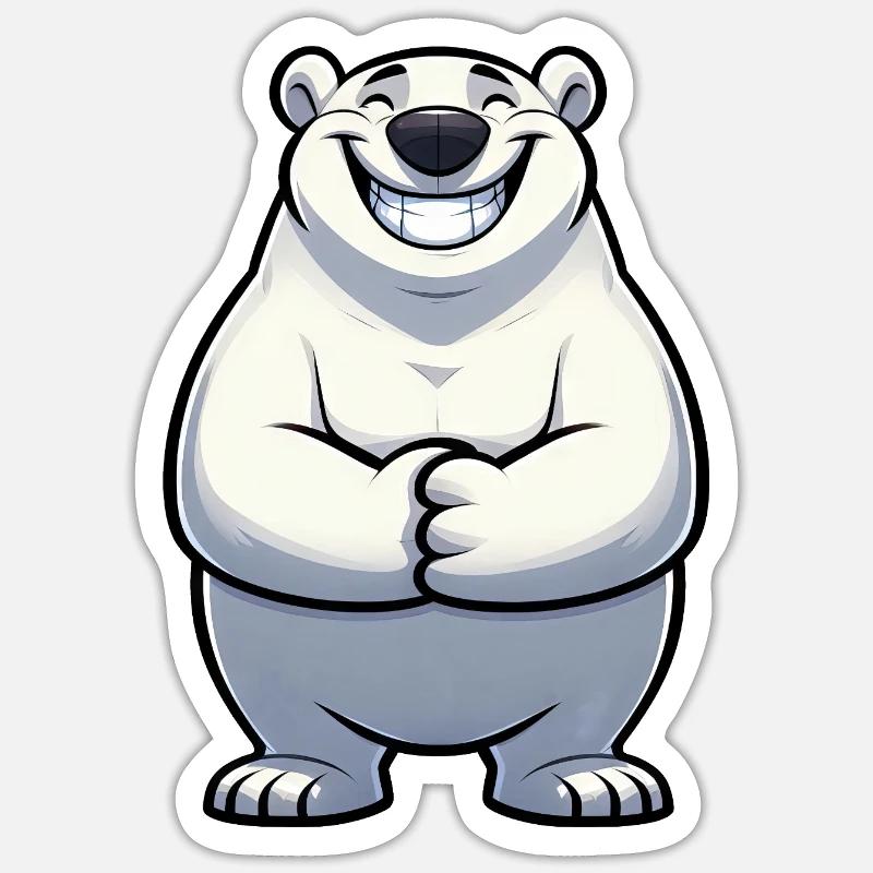 Satisfied Polar Bear Comic North Pole Pride Cool Sticker size S (10 x 10 cm)