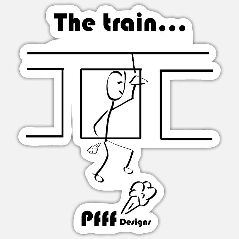 Le train Pfff - Sticker taille S (10 x 10 cm) - blanc mat