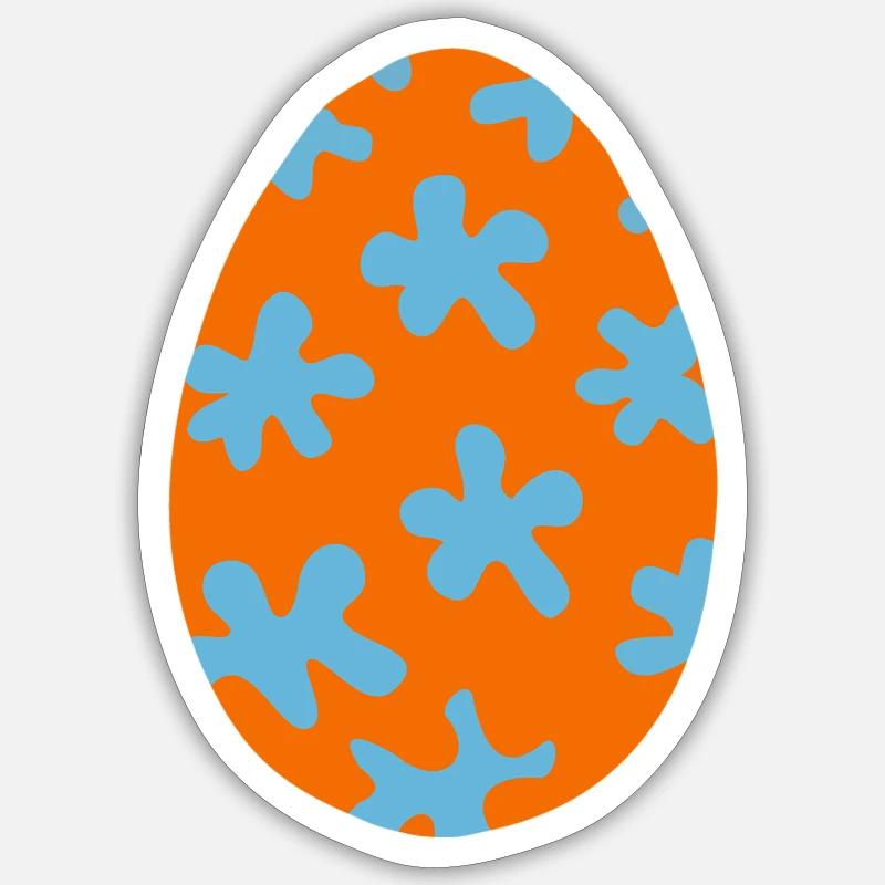 Easter egg orange and blue Sticker size S (10 x 10 cm)