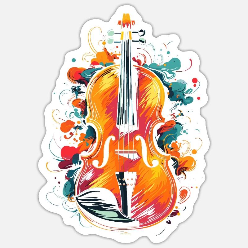 Violon - Sticker taille S (10 x 10 cm) - blanc mat