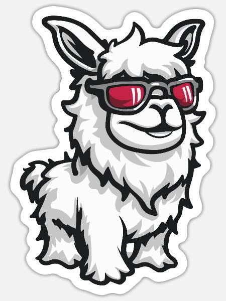 Alpaka Llama Cool Tier - Sticker Größe S (10 x 10 cm) - Mattweiß