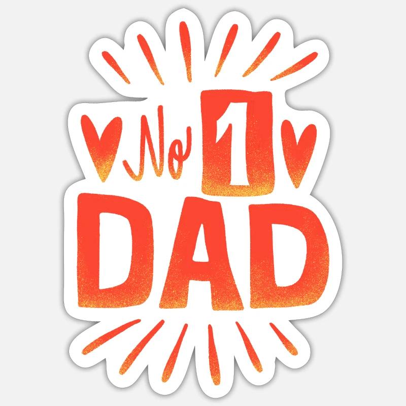 No. 1 Papa – Conception de cœurs et de rayons - Sticker taille S (10 x 10 cm) - blanc mat