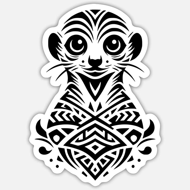 Suricate tribal - Sticker taille S (10 x 10 cm) - blanc mat