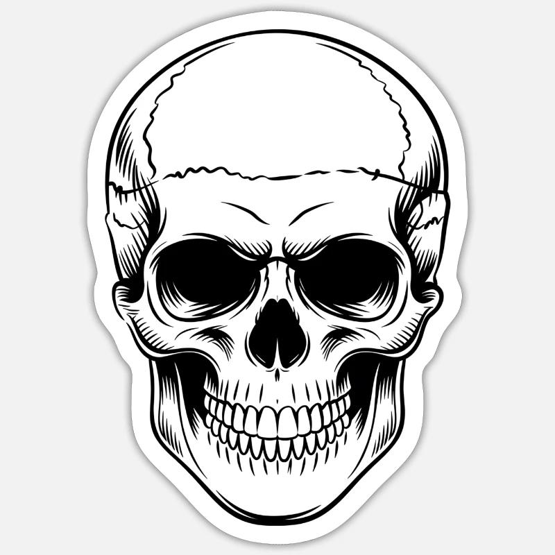 Schädel - Sticker Größe S (10 x 10 cm) - Mattweiß