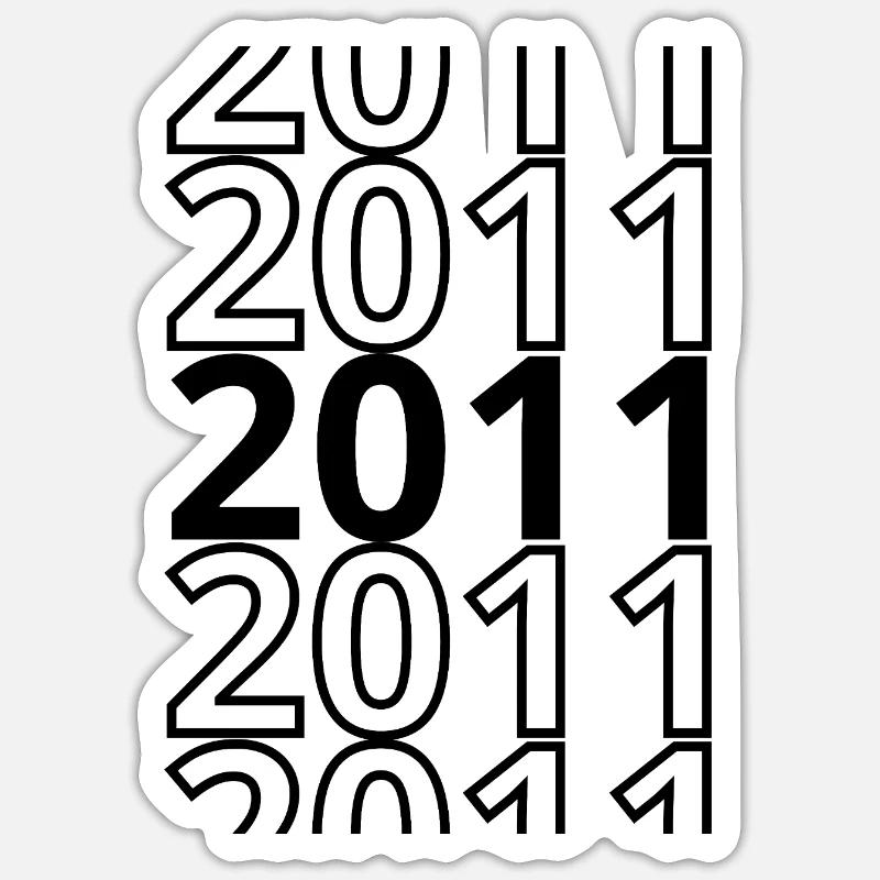 2011 2011 2011 - Sticker taille S (10 x 10 cm) - blanc mat