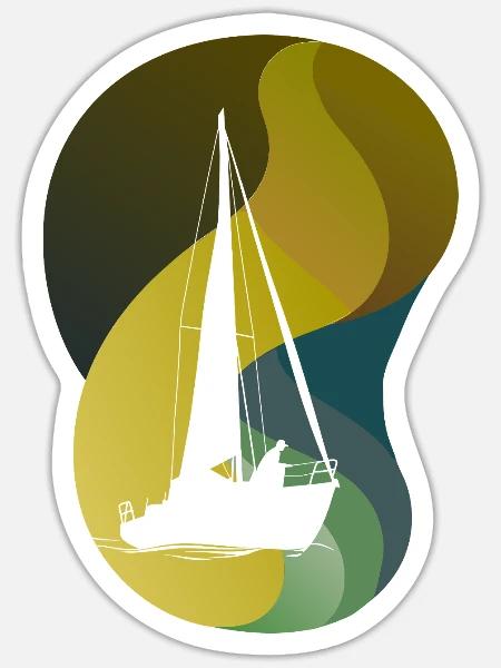 Segelboot Boot Yacht - Sticker Größe S (10 x 10 cm) - Mattweiß