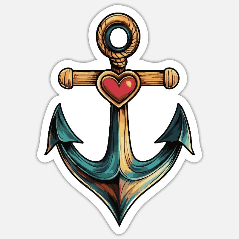 Anker Herz - Sticker Größe S (10 x 10 cm) - Mattweiß