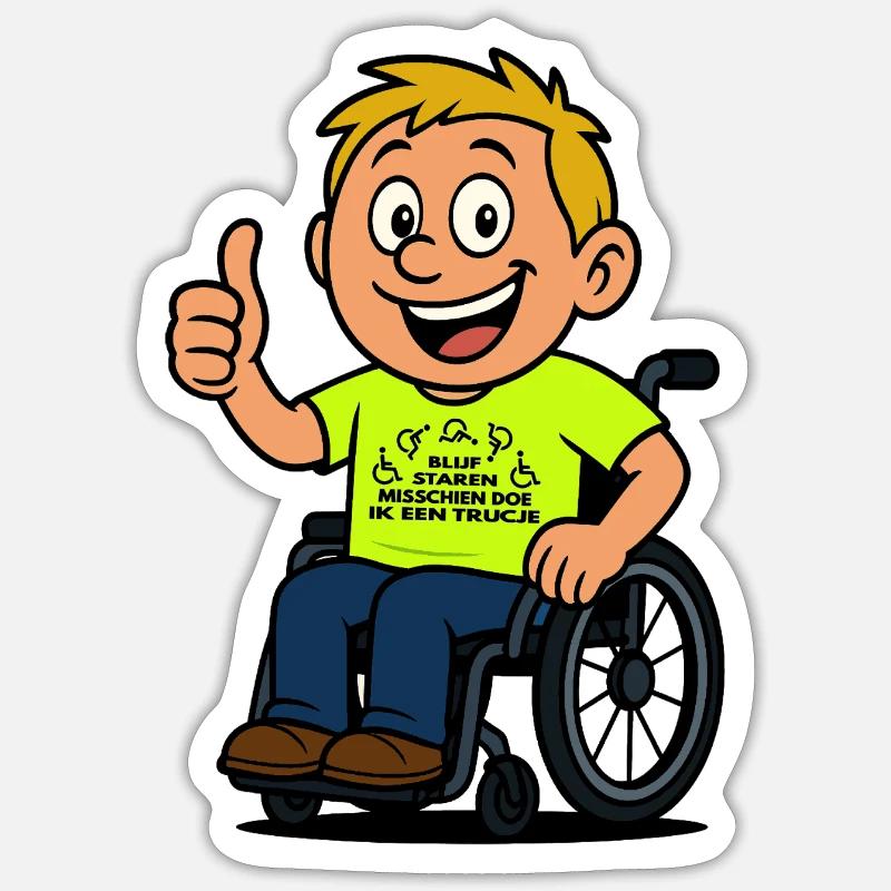 Starr weiter und ich mache einen Rollstuhltrick # - Sticker Größe S (10 x 10 cm) - Mattweiß