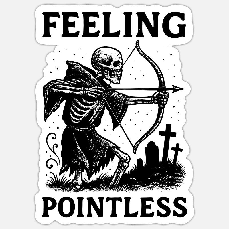 Skeleton with Bow – Feeling Pointless Sticker size S (10 x 10 cm)