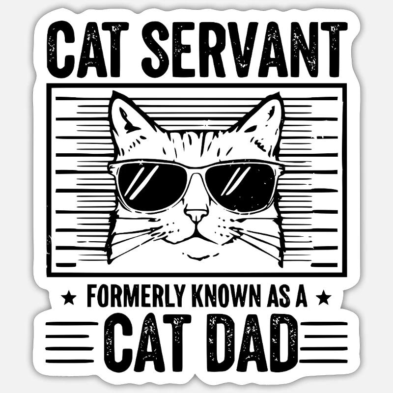 DAD chat - Sticker taille S (10 x 10 cm) - blanc mat