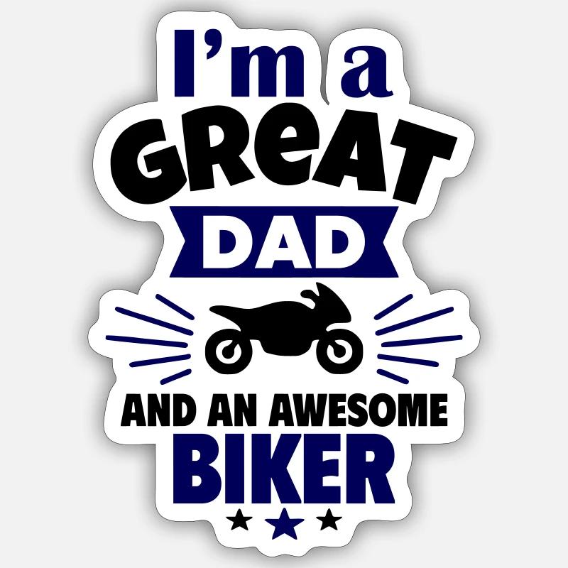 Ich bin ein toller Papa und ein echter Biker - Sticker Größe S (10 x 10 cm) - Mattweiß