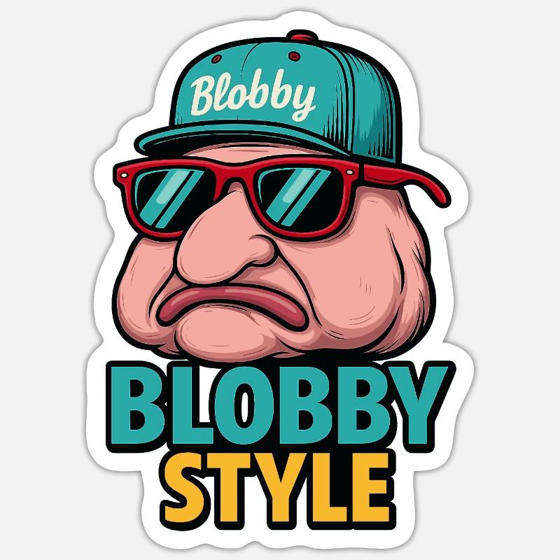 Blobby Style Cartoon Tee Sticker Größe S (10 x 10 cm)