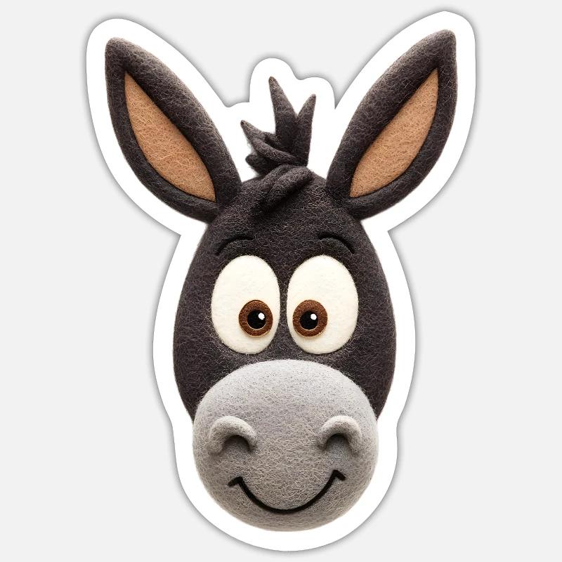 Tête de dessin animé drôle d’âne - Conception d’animaux mignons Sticker taille S (10 x 10 cm)