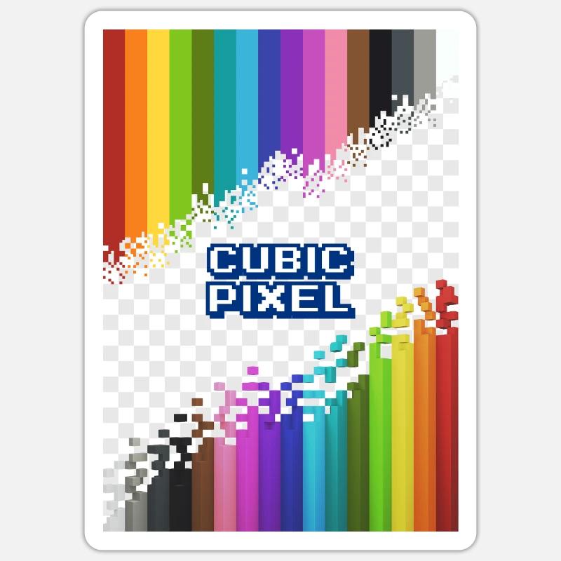 Pixels cubes Sticker taille S (10 x 10 cm)