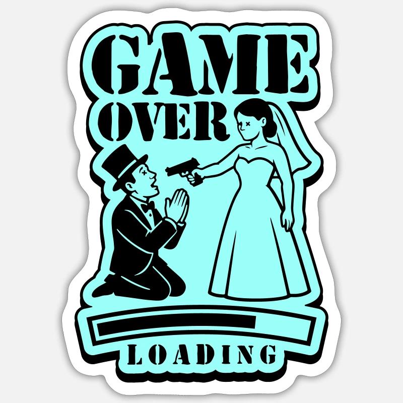 Hochzeit Game Over Loading - Sticker Größe S (10 x 10 cm) - Mattweiß