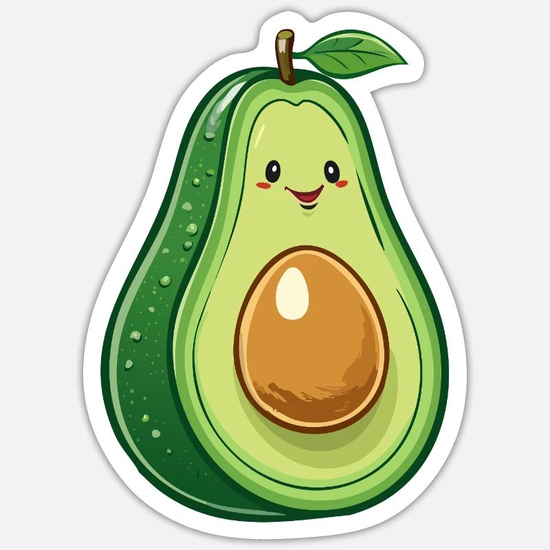 Avocado with face - Sticker size S (10 x 10 cm) - white matte