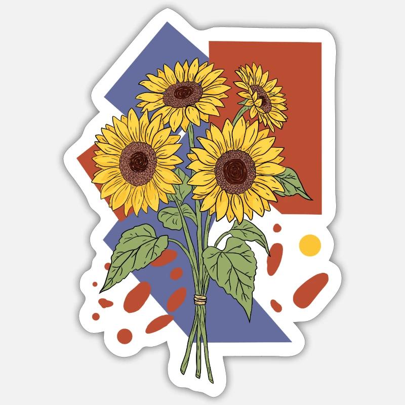 Tournesols - Sticker taille S (10 x 10 cm) - blanc mat